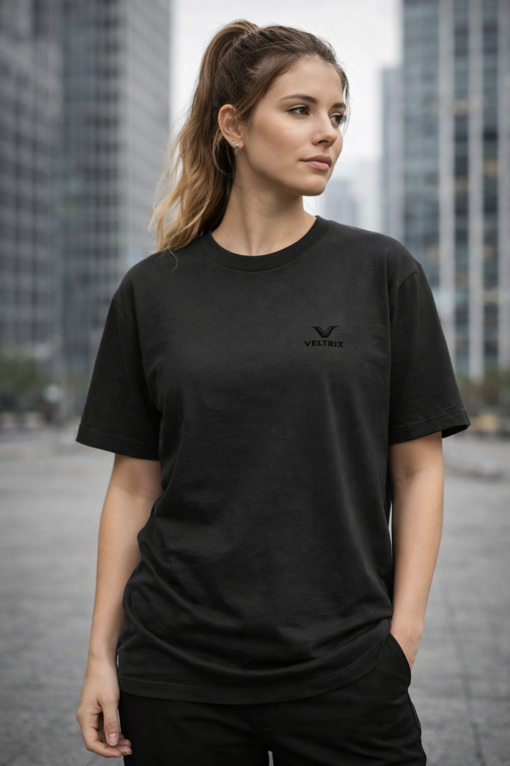 Veltrix Static Division Oversized Black Unisex T-shirt