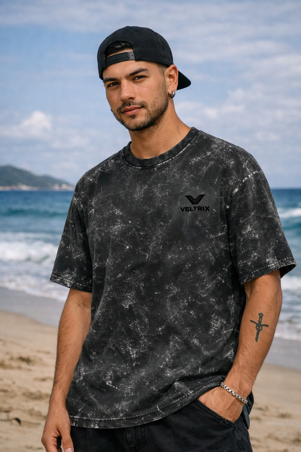 Veltrix Acid‑Wash Oversized Tee – Forge Your Future Edition