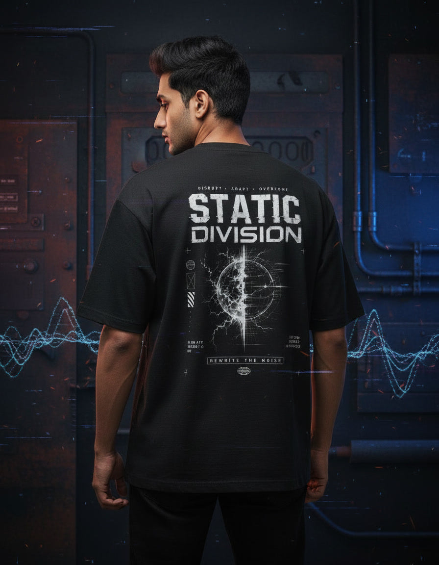 Veltrix Static Division Oversized Black T-shirt