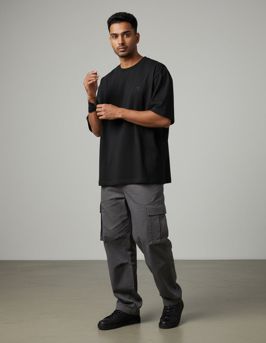 Veltrix Static Division Oversized Black T-shirt