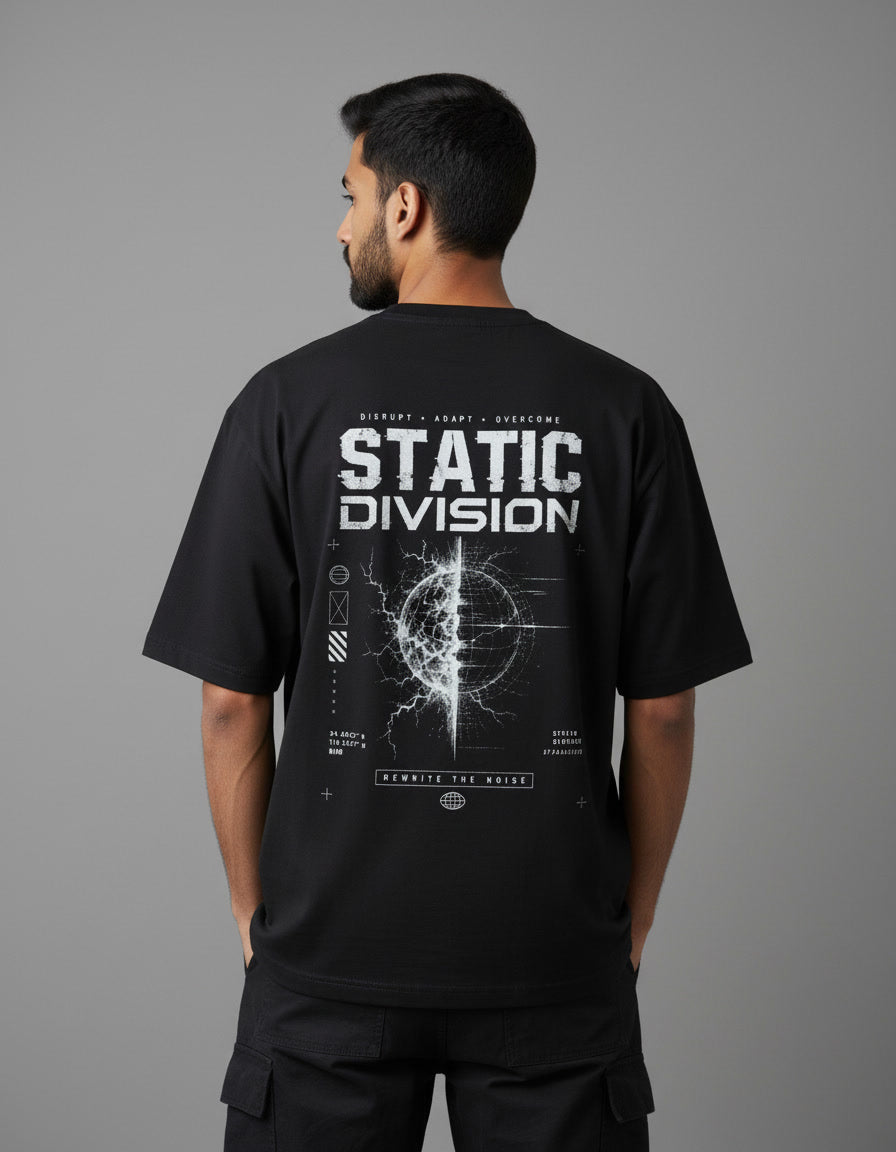 Veltrix Static Division Oversized Black T-shirt